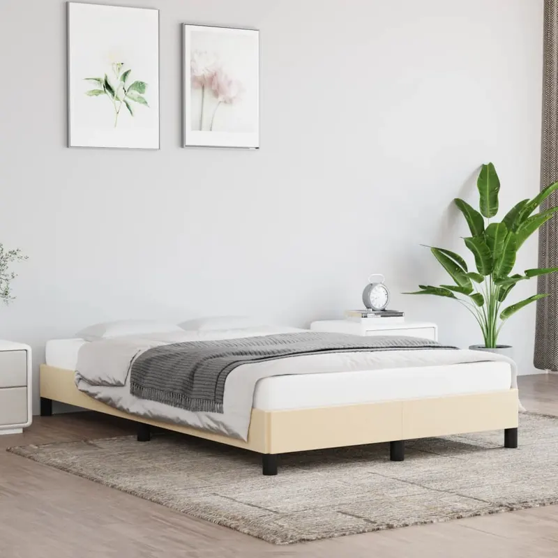 cadru de pat, crem, 120x200 cm, material textil