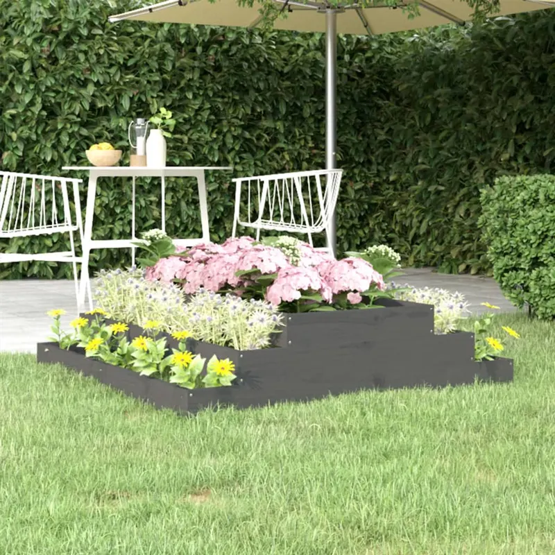 jardiniera, gri, 110x110x27 cm, lemn masiv de pin
