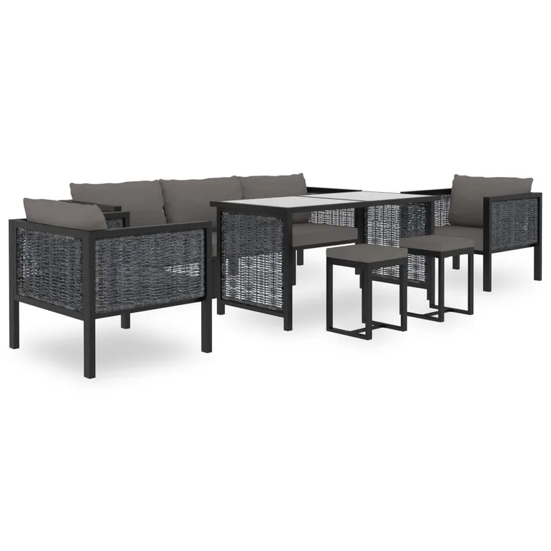 set mobilier de gradina cu perne, 8 piese, antracit, poliratan