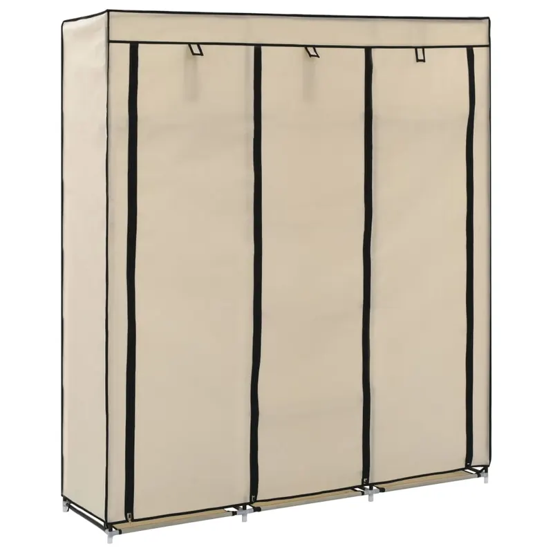 sifonier cu compartimente si bare, crem, 150x45x175 cm, textil