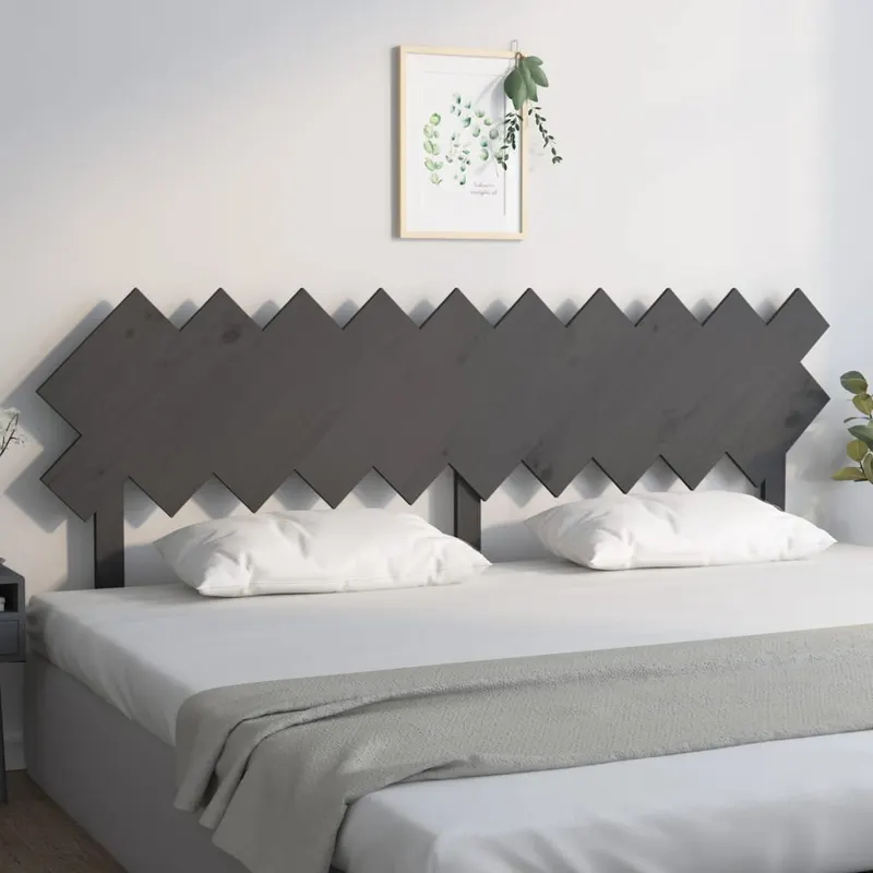 tablie de pat, gri, 196x3x80,5 cm, lemn masiv de pin