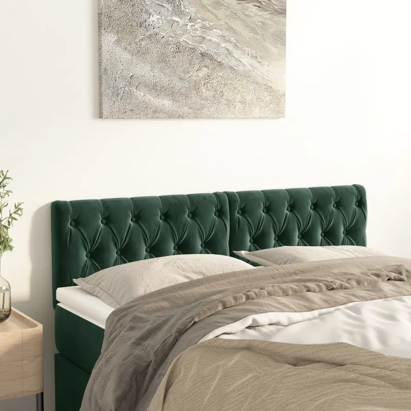 tablii de pat, 2 buc, verde inchis, 72x7x78/88 cm, catifea