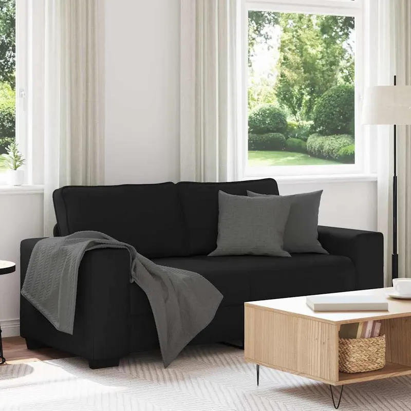 canapea cu 2 locuri negru 140 cm stofa