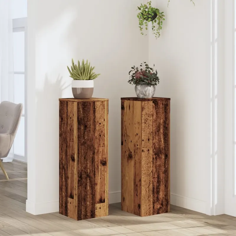 suporturi de plante 2 buc. lemn vechi 25x25x80cm lemn prelucrat