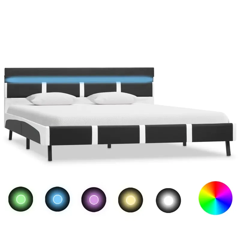 cadru de pat cu led, gri, 120 x 200 cm, piele ecologica