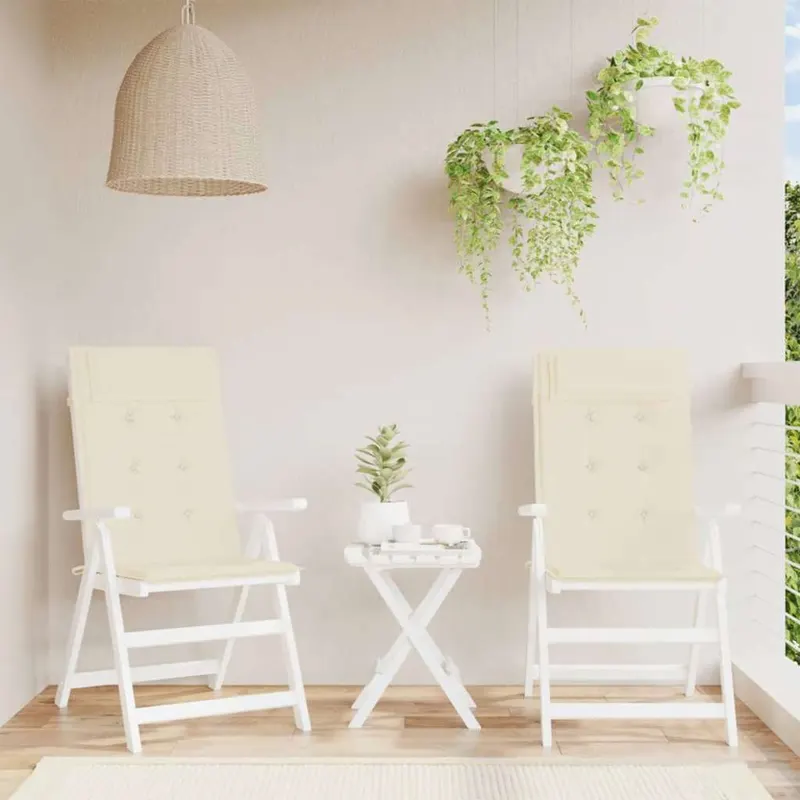 perne scaun cu spatar inalt 2 buc, crem, tesatura oxford
