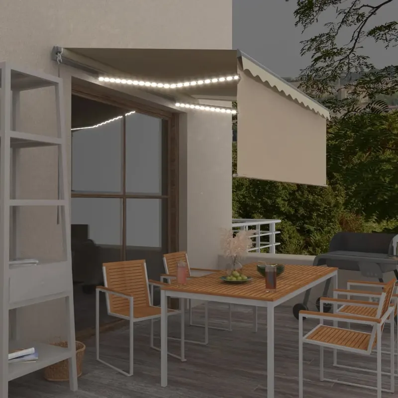 copertina retractabila manual cu stor&led, crem, 3,5x2,5 m