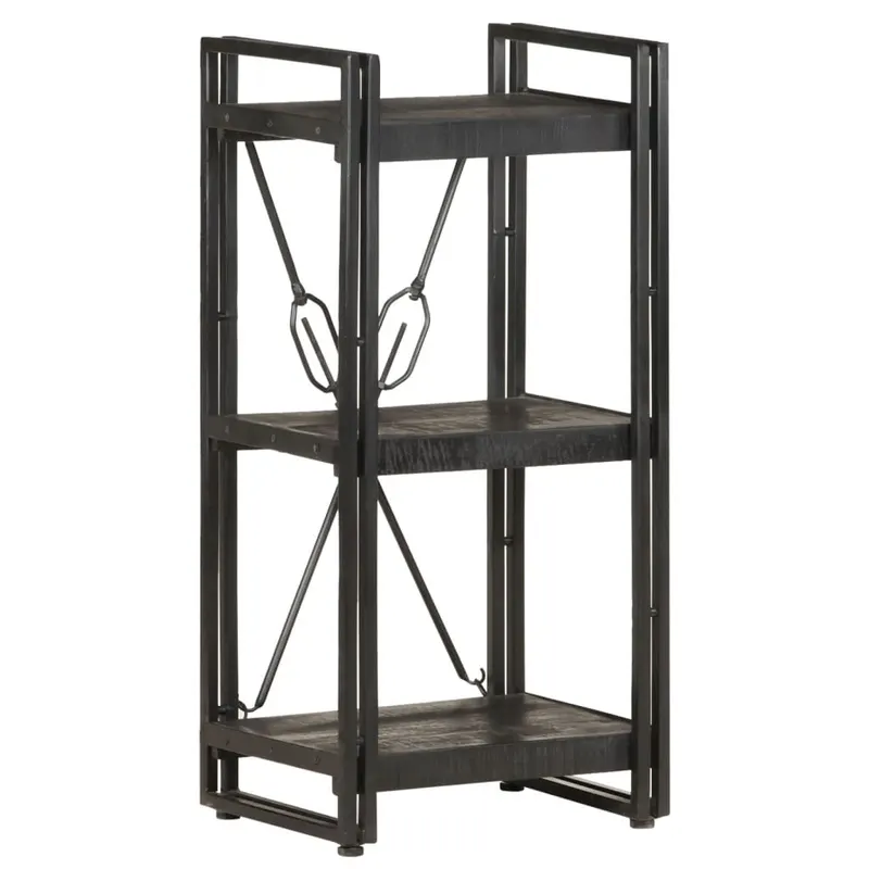 biblioteca cu 3 rafturi, negru, 40x30x80 cm, lemn masiv mango