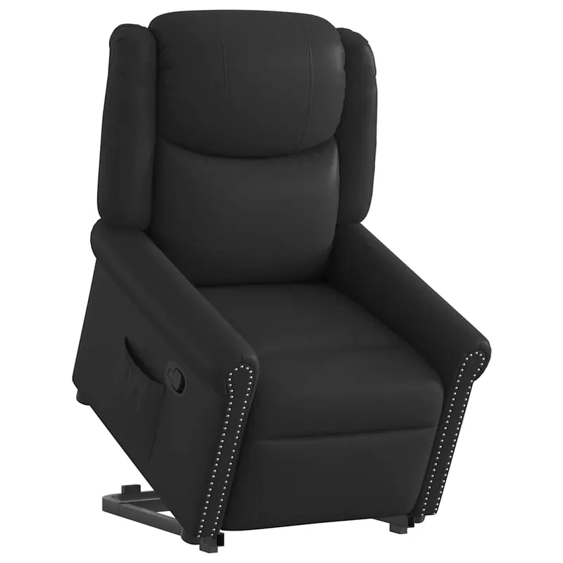 scaun rabatabil vertical din piele artificiala neagra lucioasa