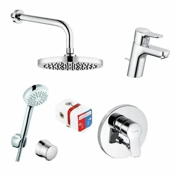 Set complet sistem de dus Kludi PureEasy A-QA Eco 200 incastrat cu baterie de lavoar
