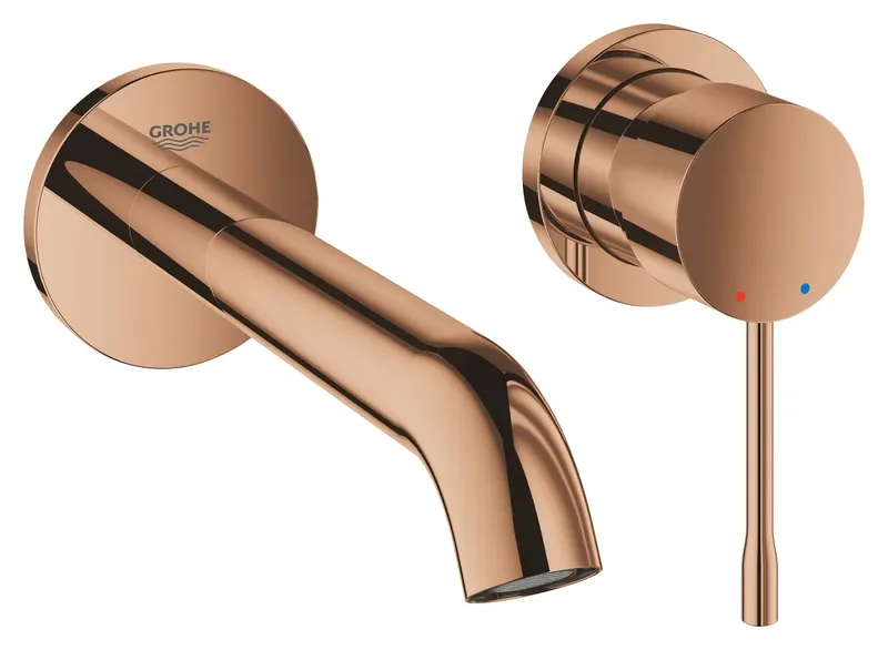 Baterie lavoar Grohe 19408DA1, Essence, 1 2 , pe perete, 180 mm, necesita valva, lucios, cupru