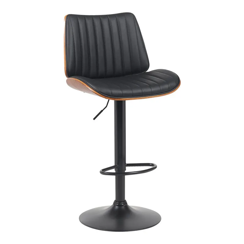 Scaun de bar Amani, PU si metal, 51x54x88-107 cm - Negru