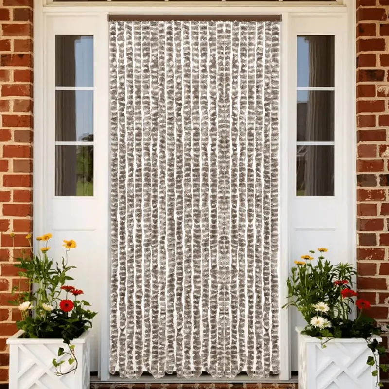 perdea pentru insecte, gri taupe si alb, 56x200 cm, chenille