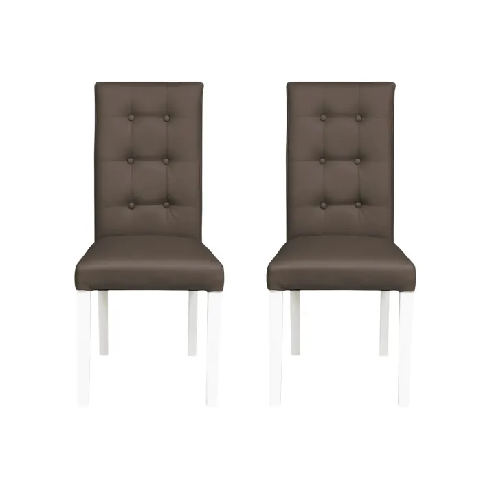 Set 2 scaune living TEO LUX, picioare lemn alb, piele ecologica gri elefant, 46x60x98 cm