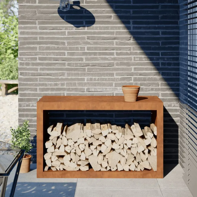 suport pentru lemne de foc, 100x40x60 cm, otel corten