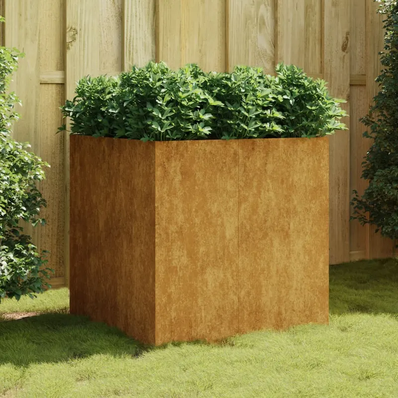 jardiniera, 80x80x80 cm, otel corten