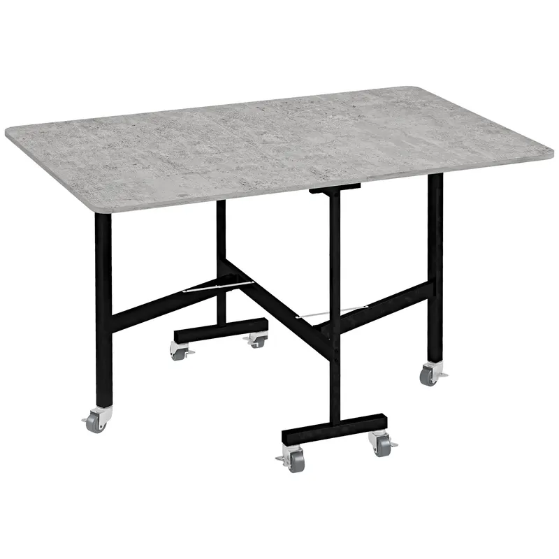 HOMCOM Masă Pliabilă pentru 4-6 Persoane, Masă de Bucătărie Modernă cu Spațiu Economic și 6 Roți, 120x80x73 cm, Gri