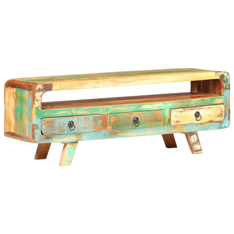Comoda tv, 117 x 30 x 41 cm, lemn masiv reciclat