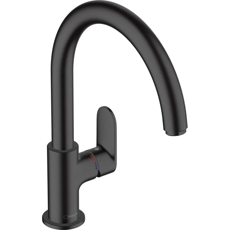 Baterie chiuveta bucatarie neagra, monocomanda, rotunda Hansgrohe Vernis Shape M35 71870670