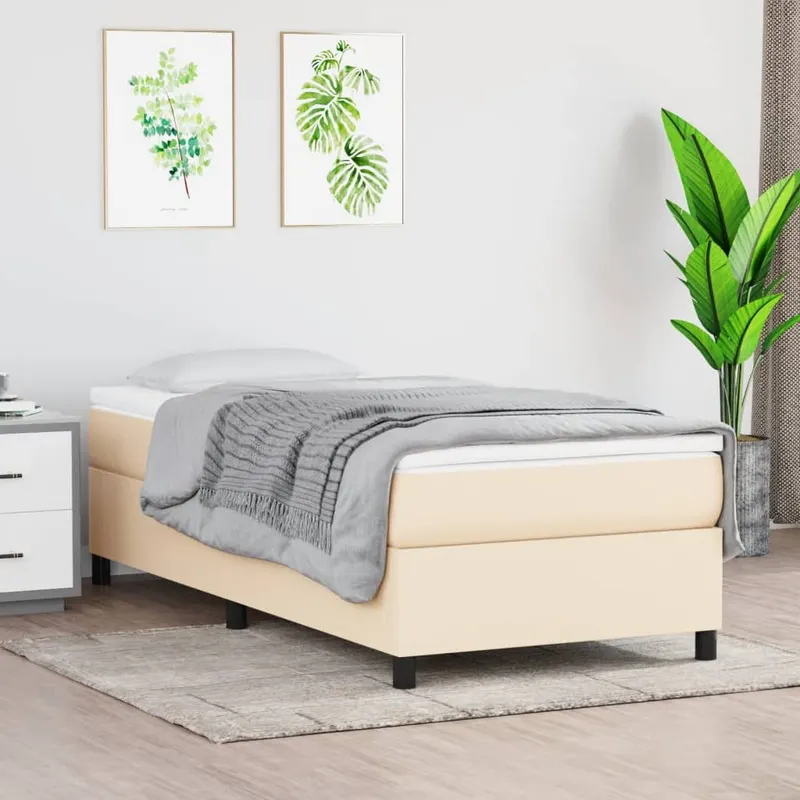cadru de pat box spring, crem, 100x200 cm, textil