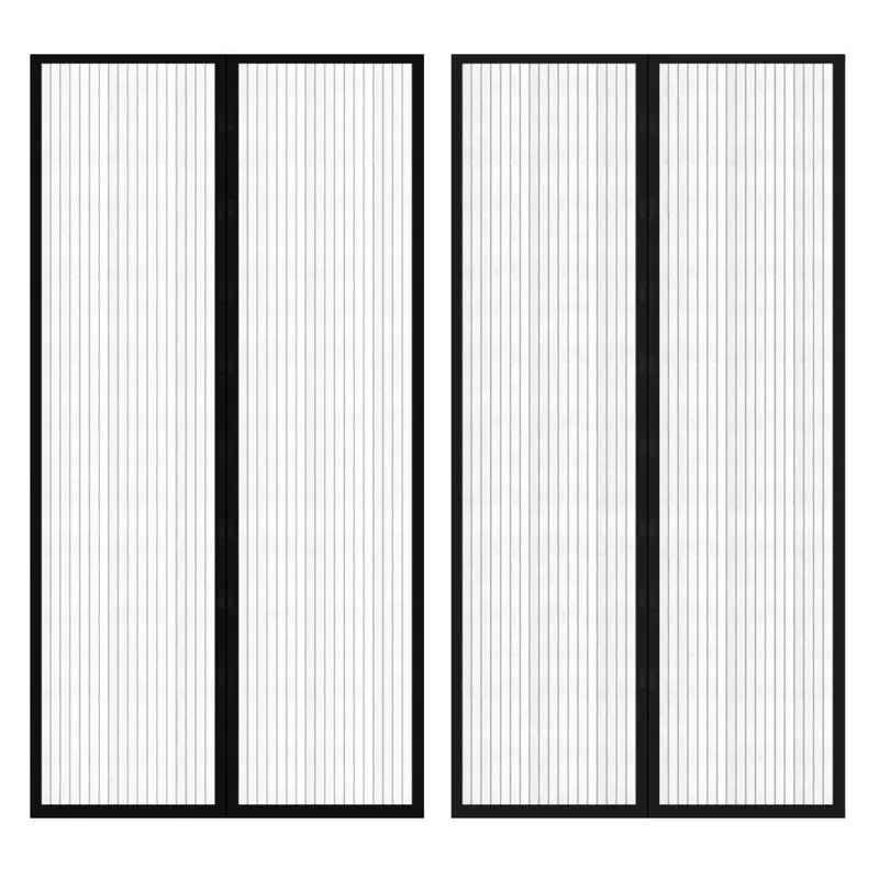 perdea anti insecte cu benzi scai, 210 x 100 cm, 2 buc, negru