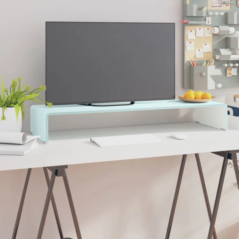 stativ tv/suport monitor, sticla, verde, 90 x 30 x 13 cm