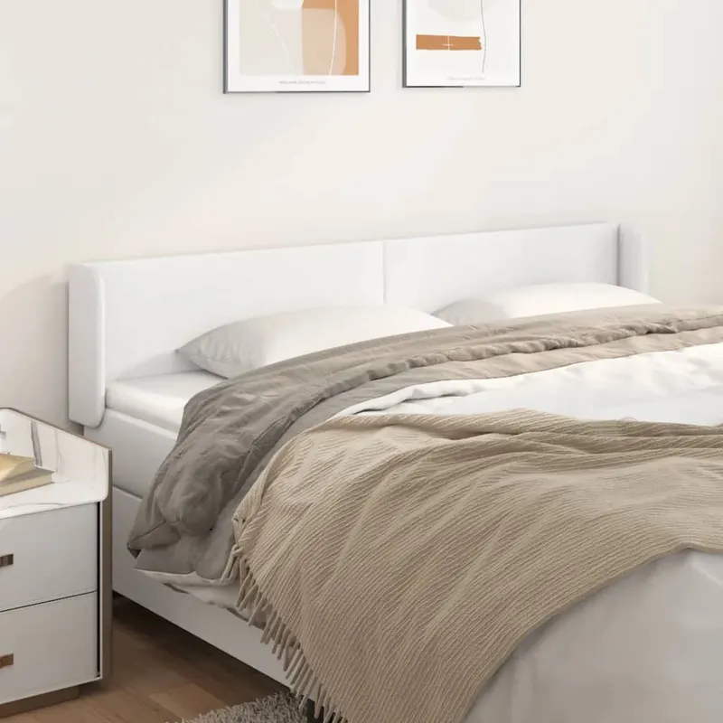 tablie de pat cu aripioare alb 163x16x78/88 cm piele ecologica
