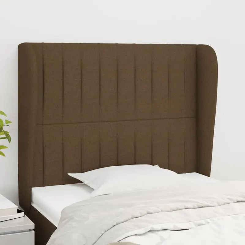 tablie de pat cu aripioare maro inchis 83x23x118/128 cm textil