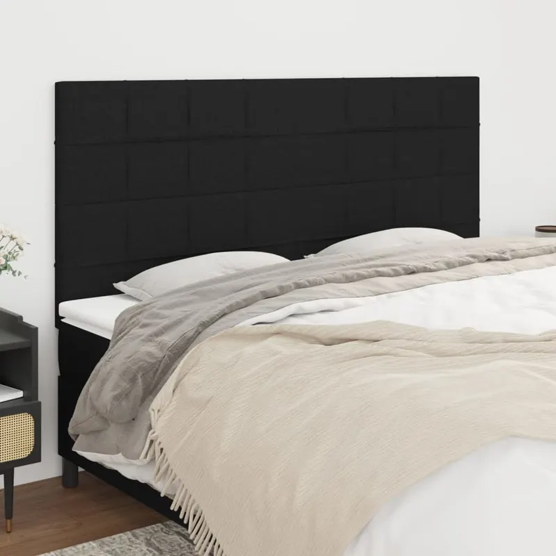 tablii de pat, 4 buc, negru, 90x5x78/88 cm, textil