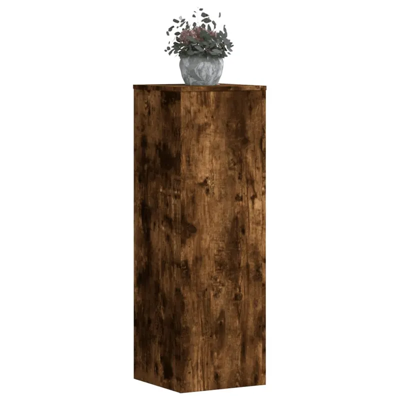 suporturi de plante 2 buc. stejar fumuriu 33x33x100 cm lemn