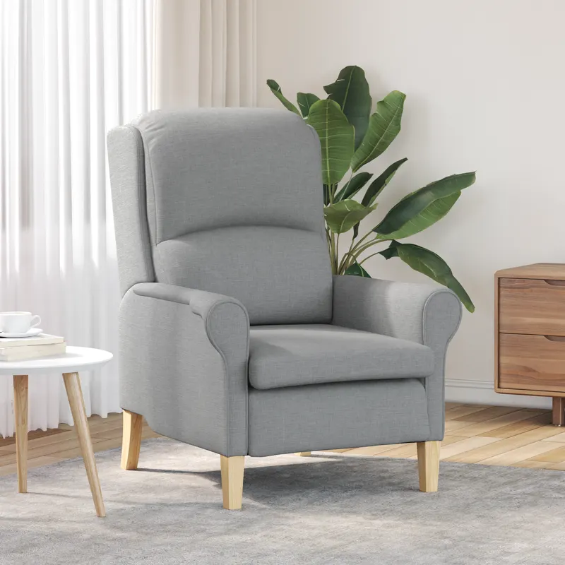 fotoliu modern gri deschis poliester, lemn mediu ergonomic
