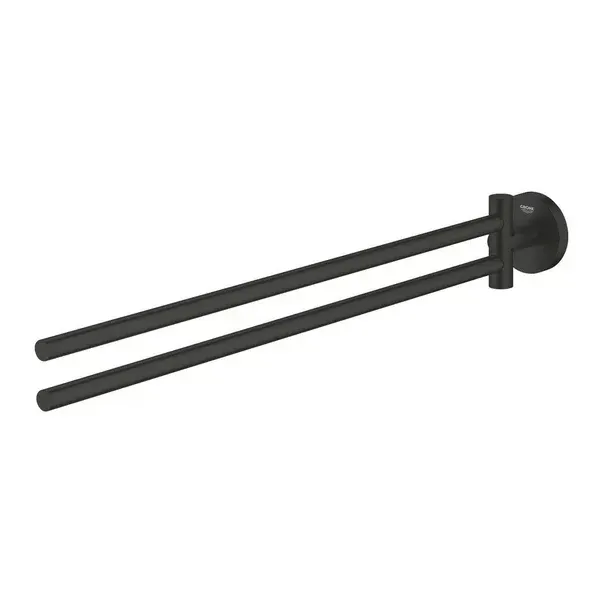 Bara prosop dubla Grohe 1024672430, 439 mm, 61 mm, 2 orificii instalare, 2 rafturi, pivotanta, Negru