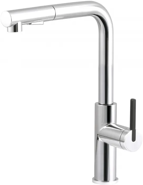 Baterie pentru chiuveta bucatarie, crom, cap mixer, 2 tipuri de jet, dus extractabil, Deante Momi