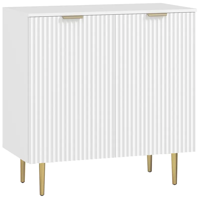 HOMCOM Bufet de bucătărie, Mobilier de depozitare cu 2 uși, Etajeră reglabilă, Picioare metalice ridicate, 80 x 40 x 80 cm, Alb
