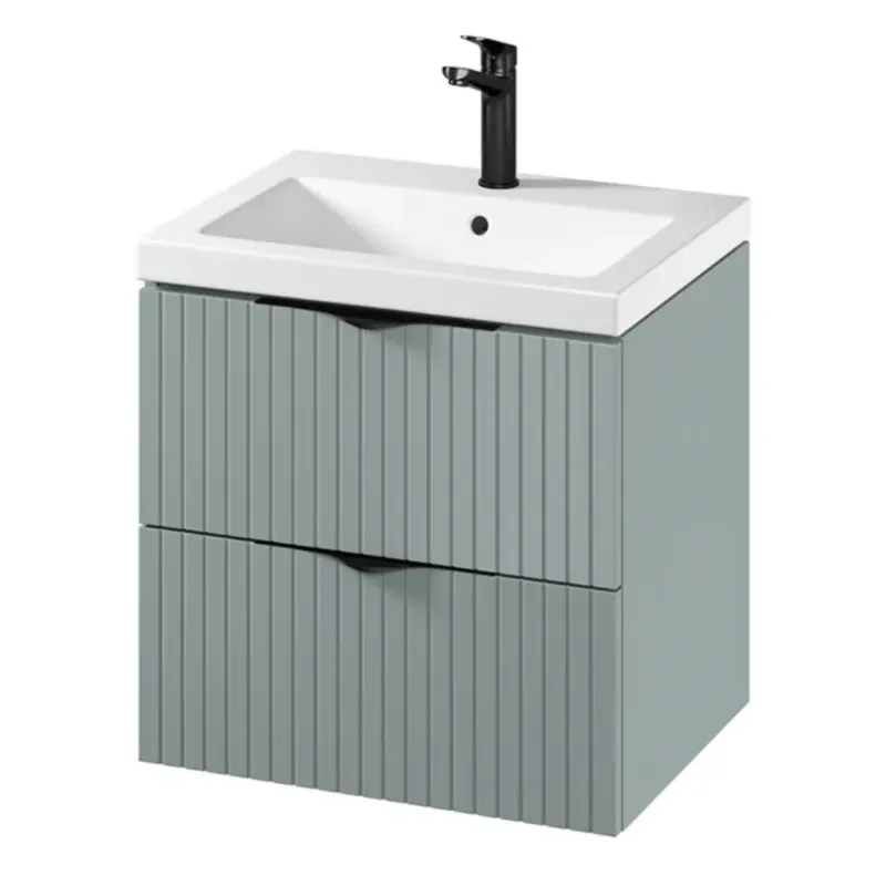 Set mobilier baie Cersanit Tirso, PAL, masca + lavoar, verde mat, 59.4 x 57.2 x 44.6 cm