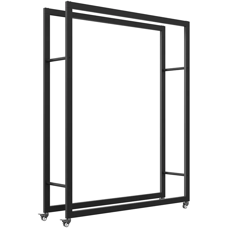 Outsunny Suport Portabil pentru Lemne cu Roți, Suport pentru Lemne din Metal Ranforsat, 120x32x151 cm, Negru
