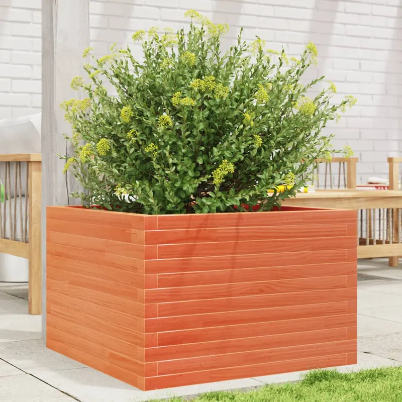 jardiniera gradina, maro ceruit, 70x70x45,5 cm, lemn masiv pin