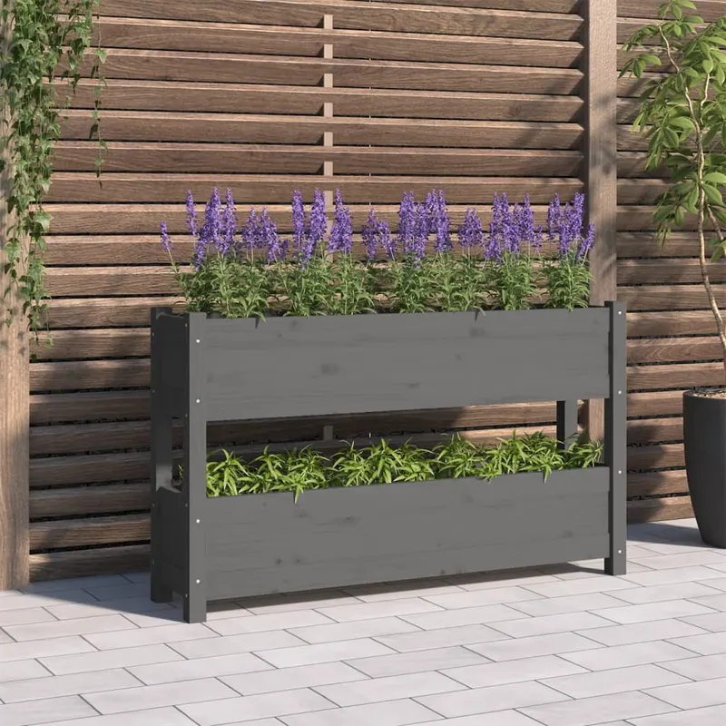 jardiniera, gri, 112x25x66 cm, lemn masiv de pin