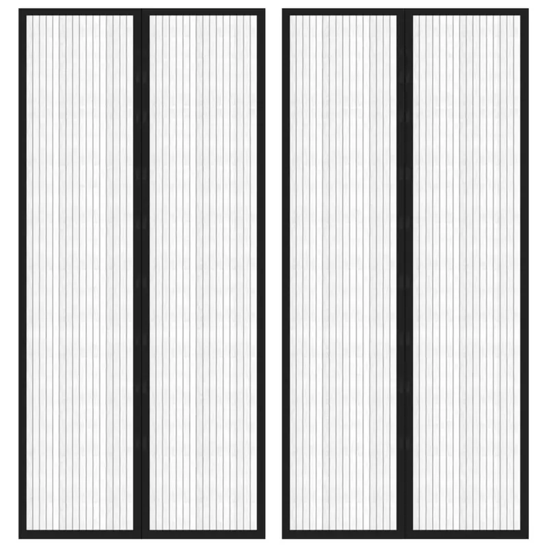 perdea de usa anti-insecte cu magnet, 2 buc., negru, 210x90 cm