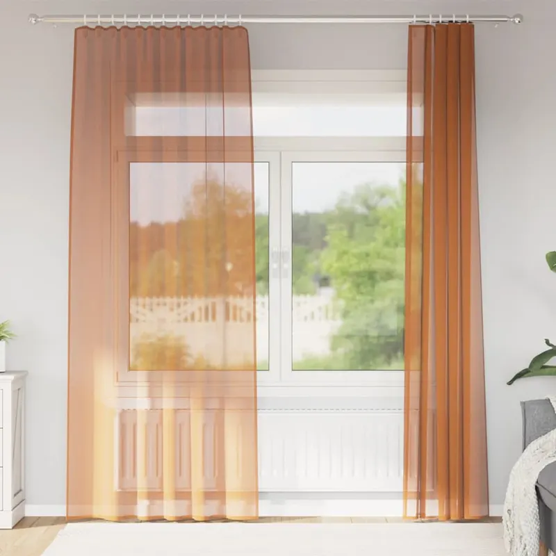 perdele voile cu bucle 2 buc terracota 140x245 cm