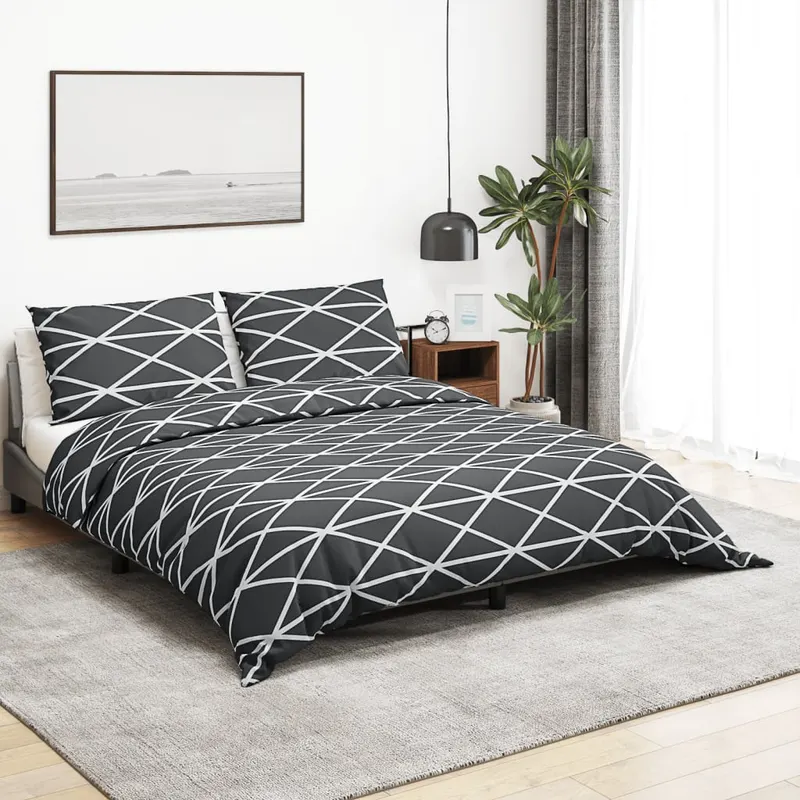 set cu husa de pilota, gri, 140x200 cm, bumbac