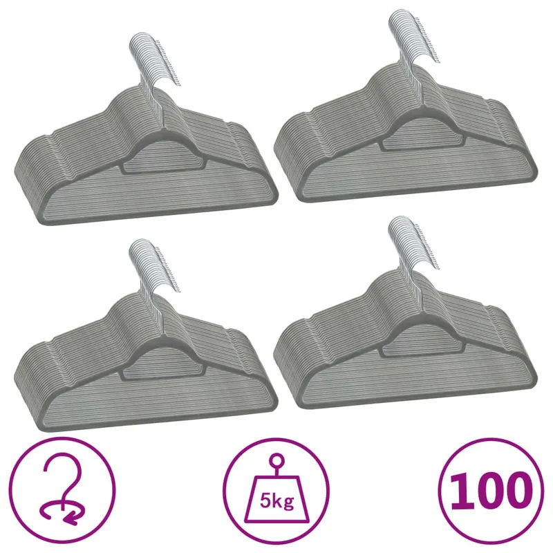 set de umerase anti-alunecare, 100 buc., gri, catifea