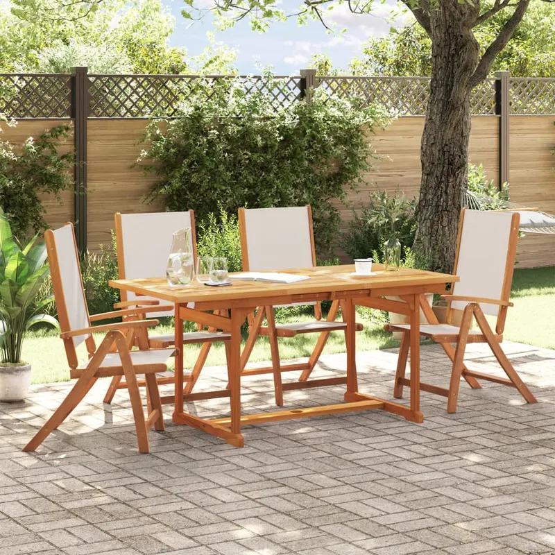 set mobilier de gradina, 5 piese, lemn masiv acacia/textilena