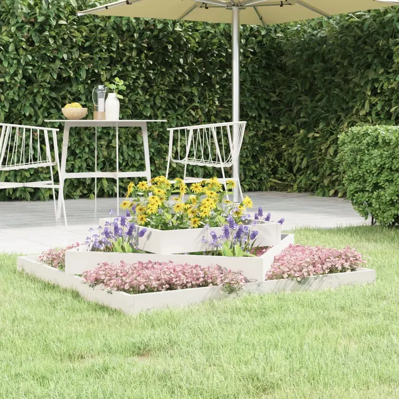 jardiniera, alb, 112x112x27 cm, lemn masiv de pin