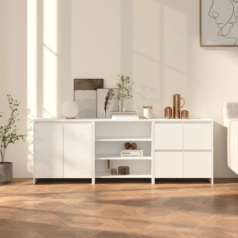 servanta, alb, 3 piese, lemn prelucrat