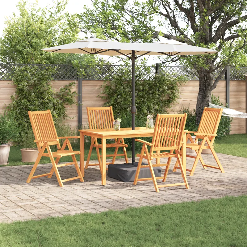 Set de dining pentru gradina din 5 piese din lemn masiv de acacia, pliabil