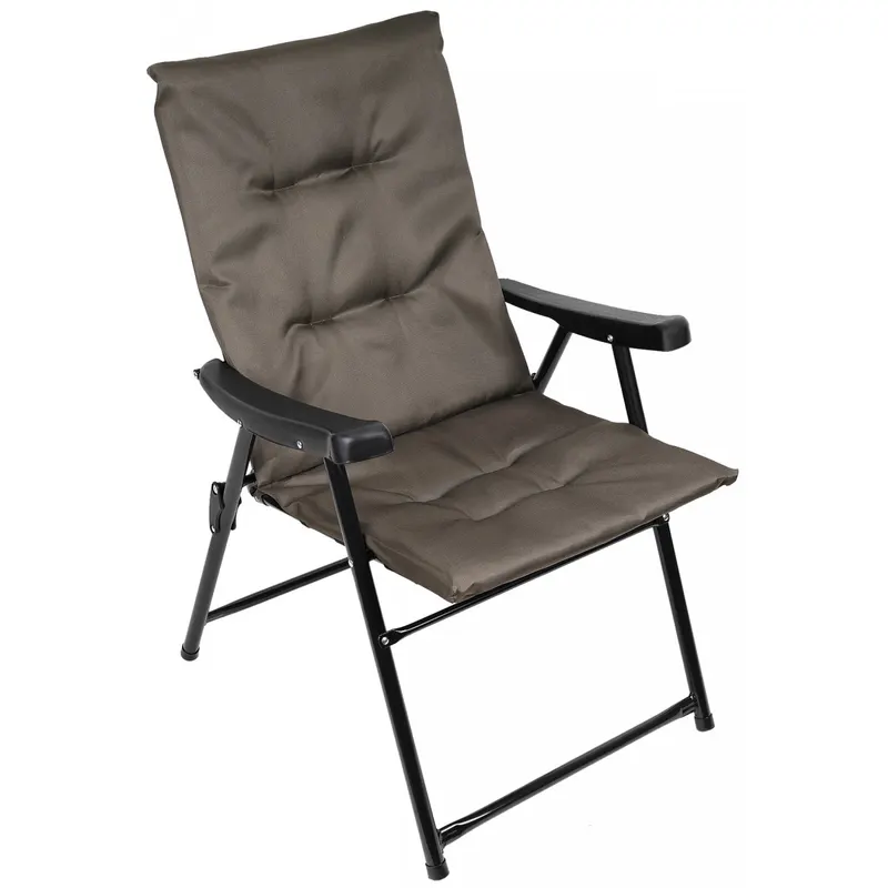 Scaun pliabil de gradina cu perna, structura metalica, 59x66x90 cm, maro