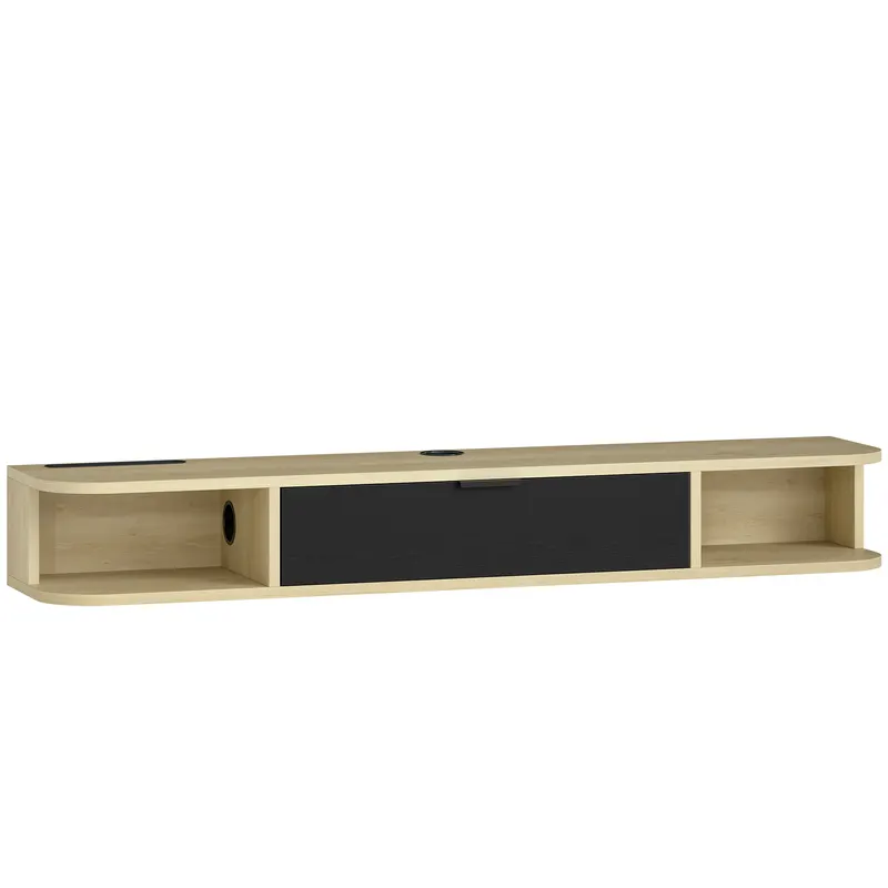 HOMCOM Corp TV suspendat 120 cm, mobilier TV pentru televizor de până la 127 cm, sertar rabatabil 2 etajere 120x24x16cm negru