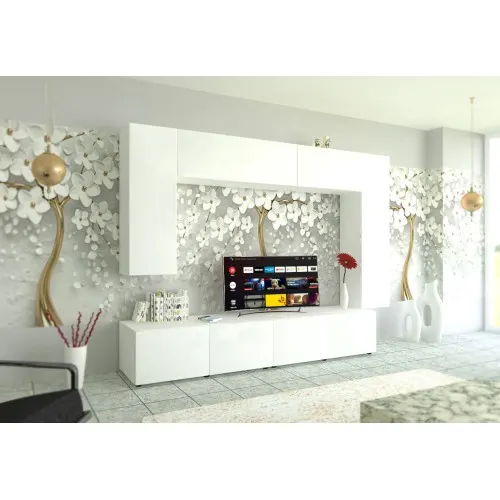 Living Armonia V1 MDF Alb Lucios - cu sistem "PUSH TO OPEN"