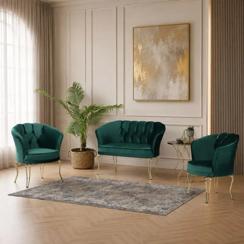 Set canapea Viena textil verde-auriu,30703